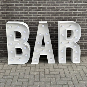 2030 BAR letters met verlichting ca.100cm hoog, 230V 2030 BAR letters met verlichting ca.100cm hoog, 230V