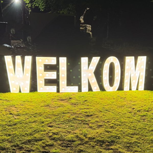 2031 WELKOM letters met verlichting ca.100cm hoog, 230V 2031 WELKOM letters met verlichting ca.100cm hoog, 230V